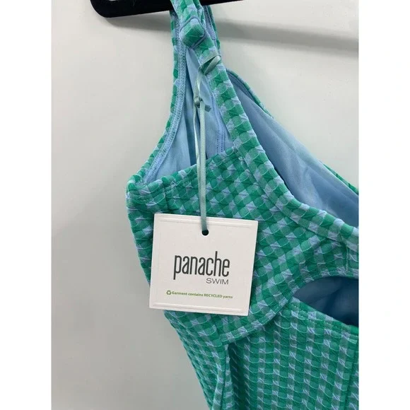 NWT Panache Swim Paloma Balcony Swimsuit Women's 32JJ Green Gingham Summer Beach